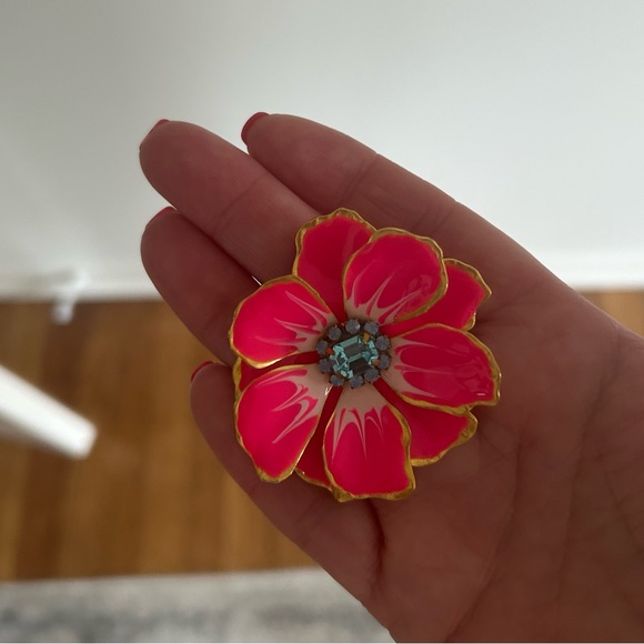 Anthropologie Pink and Gold Floral Earrings - Picture 3 of 5